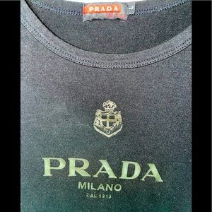 Prada Long Sleeve Logo Black TShirt Sz USM, Euro L